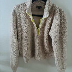 Wild Fable Beige Sherpa Jacket with Neon Highlights